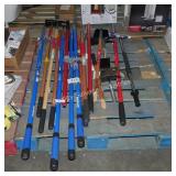 skid of garden tools/handles - some damaged