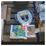potty seat, bath toys and teether