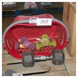 5 asst size dumbbells