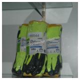 3/3pk coated yellow work gloves sz lg (display)