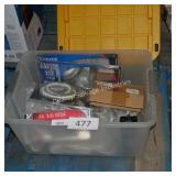 tote of misc car parts