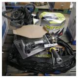 3 water hoses and sprayers