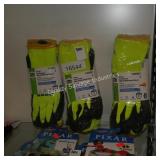 3/3pk yellow coated gloves sz lg (display)