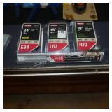 3 oregon chain saw blades & sharpener (display)