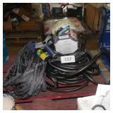 3 water hoses and sprayer