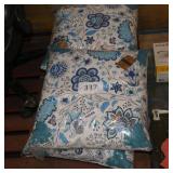 4 teal floral pillows