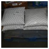 4 gray stripped pillows