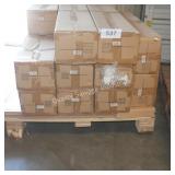 skid of metal shelving brackets