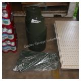 2 stacks of green baskets w hangers