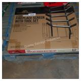3panel fireplace screen w tool set & grate
