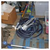 water hose and sprinkler