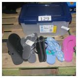 asst sz flip flops w/tote
