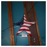 red white and blue metal star