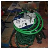 water hose and sprinkler