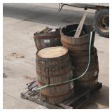 skid of jack daniels planter barrels