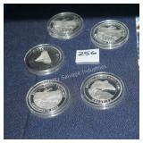 5 north american fishing club coins (display)