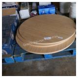 3 round wood tables