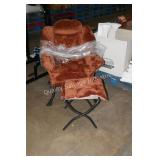 folding brown chair w stool
