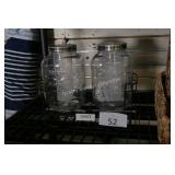 2 glass serving jars w/stand