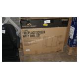 fireplace screen with tool set