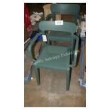 3 green chairs