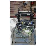 water hose, reel(damaged) and attachments
