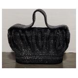 Vintage 1940s Black Beaded Handbag Purse
