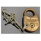 Antique Eagle Chain Padlock Great Shape No Key