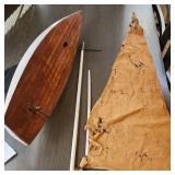 Vintage Wood Pond Sailboat Boat Old Large