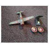 Hubley metal toy plane , Mercedes benz keychain