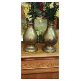 2 12" Vases Copper Brass Inserts