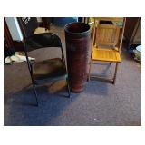 2 folding chairs + tall canister