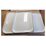 3 Large White Enamel Trays 25 X 19