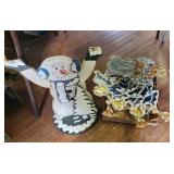 Angel Christmas Light Decor & Wood Snowman