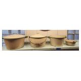 Enamel Pots White With Green Trim