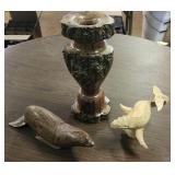 Wood Carved Seal Whale Candle Holder