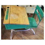 Vintage Green Desk and Chair Combo School