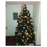 Floral Decorated Faux Christmas Tree 7ft
