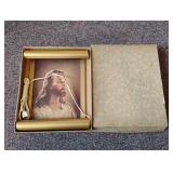 Jesus Brass Scroll Light 1941 Lithograph in Box