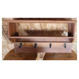 Wood Wall Shelf with hanging Hooks