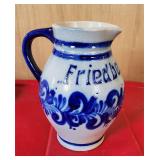 Friedberg Hessen Stoneware Pitcher Blue Decorated