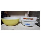 Yellow Pyrex Bowl & Fire King Casserole Dishes