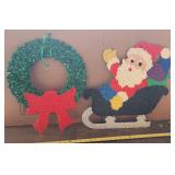 Christmas Popcorn Decoration Santa Sleigh & Wreath