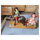 Doll Figures with Wood Ox Buffalo