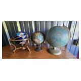 3 Globes one with Brass Frame
