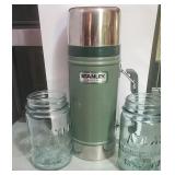Stanley Thermos and 2 Atlas Strong Shoulder Jars