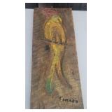 Carved Wood Panel Parrot Tomaso