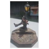 Vintage Cast Iron Ashtray Drunk Man at Light