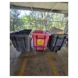 Lot of 3 Tilt Trash Can Carts