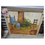 Surrealist Art w/ Gold Toned Wood Frame 56"x48"